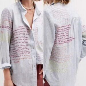 Anthropologie PILCRO Cate Words Button Down